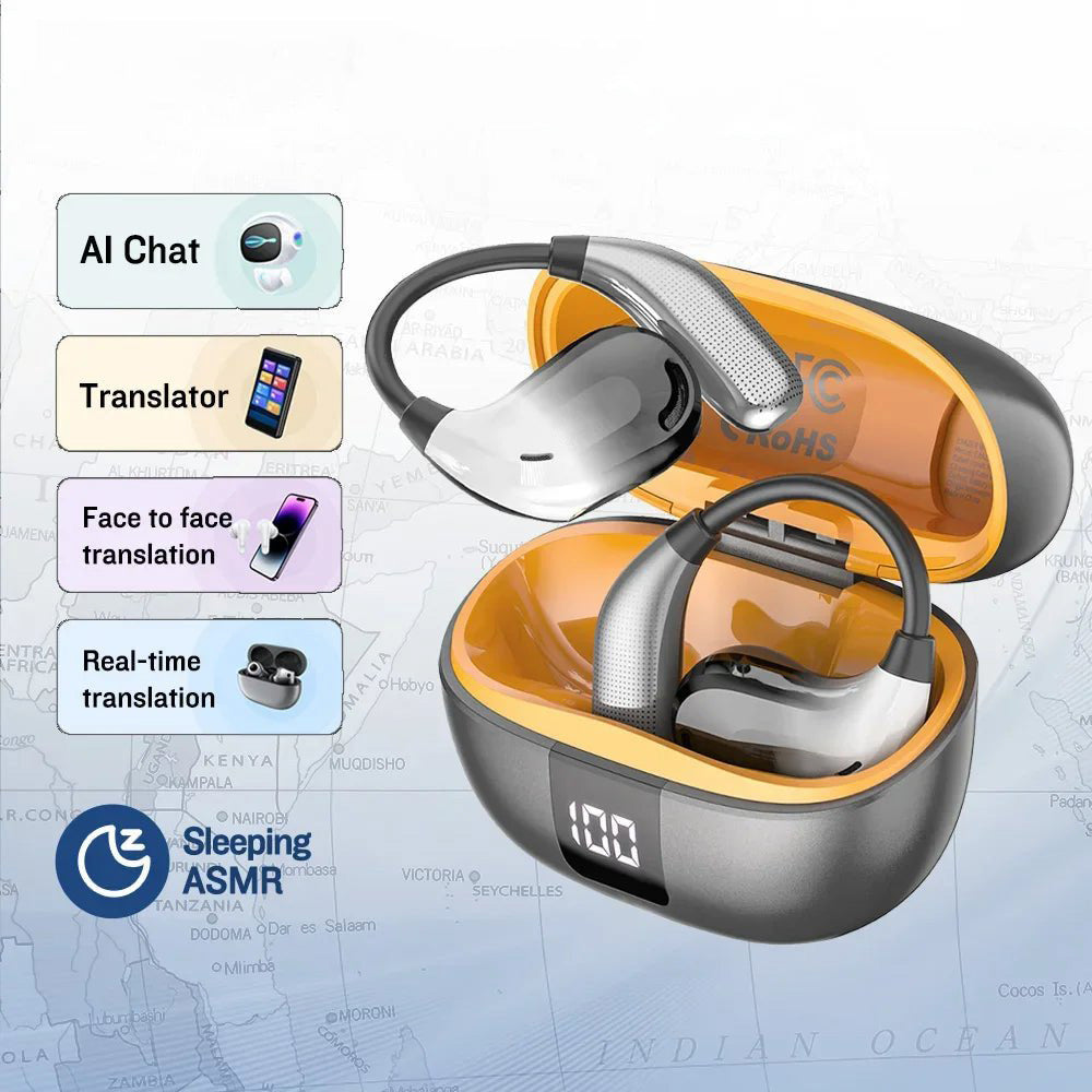 XT66PRO AI Translator Earbuds – 135+ Languages, Waterproof, 90H Battery, ASMR Headset
